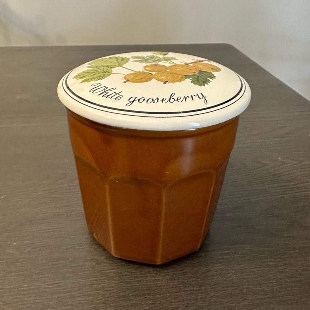 Vintage White Gooseberry Preserves Container by Gailstyn Sutton Jam Jar Ceramic - Picture 2 of 4